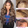 Синтетические парики Highlight Wig 13x6 Hd Lace Frontal Honey Blonde Объемная волна Передние человеческие волосы для женщин 360 Glueless HD Full 230630