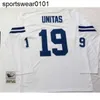 Voetbalshirts Ncaa Vintage Top #19 Johnny Unitas Jersey Goedkope Blauw Wit Johnny Unitas Heren Voetbalshirts met lange mouwen