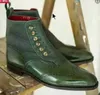 Stivali Uomo Vintage Chelsea Caviglia in pelle Bottone High Top Business Formale Moda maschile Scarpe antinfortunistiche da lavoro nere T230701