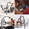 Microfones Vijim LS21 Aluminium Multifunktion LIVE STREAMING DESCH STAND LAPPT CAMER MIKROFONE DESKTOP STAND Support 1/4 3/8 5/8 Skruva