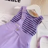 Комплекты одежды Menoea Summer Baby Girls Fashion Suspend Suit Casual Striped Tshirt Tops Shorts Suits Kids Clothing Outfit 230630