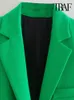 Tarama trafesi kadın moda tek göğüslü uzun yeşil blazer ceket vintage ön yarık yüksek bel mini etek dişi setler mujer