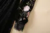 2023 été automne noir dentelle florale broderie robe à manches longues col rond paillettes longues Maxi robes décontractées A3L201537