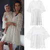 Passende Familienoutfits Ouftis Mutter Tochter Langarm Hallow Out Weißes Kleid Party Hochzeit Urlaub Ballkleider 230630