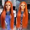 Color Straight Lace Front Human Hair Wig Orange Lace Closure Wigs Brazilian Colored Human Hair Wig For Black Women