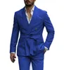 남성 정장 블레이저 도착 의상 옴므 남성 벨트 숄 옷깃 웨딩 댄스 파티 Terno Masculino Slim Fit Groom Blazer 2 Pcs JacketPant 230630