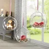 Candle Holders 6 12Pcs Mini Hanging Glass Tealight Globe Holder with LED for Wedding Party Tree Decoration 230701