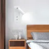 Lampor LED -lampor med switch och USB -gränssnitt Fashion 7W White Black Wall Lamp Fixture Corridor Aisle bredvid belysningskonst SCONCEHKD230701