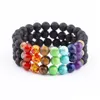 Pulseira frisada 8 mm pedra lava reiki 7 chacras vertentes faça você mesmo aromaterapia óleo essencial difusor pulseiras para mulheres homens yoga buda ene dhjbc