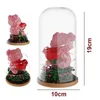 Blokken Micro Rose Bear Bouwstenen Speelgoed Glazen Koepel Bloemen met Licht Romantische Draaibare Constructie Decoratie Voor Meisje R230701