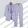 Tweedelige damesbroek Lente Zomer Elegant colbert Bijpassende set Dames Koreaanse chique blazers Jasbroek 2-delig vrouwelijk professioneel pak 230630