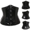 Gothic Fetisch Schwarzes Unterbrustkorsett PVC Vinyl Bustier Schnüroberteil Punk S-2XL Body Shaper187Q