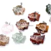 Colares com pingente de cristal natural quartzo rosa esculpido em forma de peixe colar de pedra chakra curando joias para mulheres e homens caneta drop delivery Dh2Nr