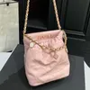 23P Women Lambskin Gem Lucky Charm Bucket Shoulder Bag Classic Diamond Lattice Bracelet Clutch Totes Gold MetaL Hardware Matelasse253A