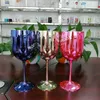 Rose Red Acrylic Cups Electropating Goblet Outdoor Camping Family Gathering Juice Champagne Coupes vinglas