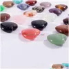 Stone 25mm Love Hearts Natural Crystal Craft Seven Color Turquoise Rose Quartz Naked Stones Hjärtprydnader Handhandtag Pieces Drop Dhcqi