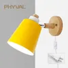 Lamps PHYVAL Nordic With Switch Iron E27 Macaroon 6 Color Bedside Lamp Led EU/US Plug Wall Sconce LightHKD230701