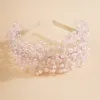 Bijoux de cheveux de mariage luxe perle cristal couronne de mariée pour les femmes coiffure à la main bijoux de cheveux de mariage fête bal mariée cheveux accessoires diadèmes 230630