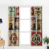 Cortinas cortinas da janela do pôster de café vintage para decoração de casa decoração de casa cortinas de cozinha de garoto cortinas
