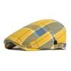 2022 Four Seasons Fashion Joker Cotton Plaid Newsboy Caps Men Flat Peaked Cap Women Painter Beret Hats 12