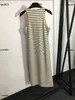 womens designer clothing Slim fitting striped vest girl dress Size S-L high quality Split hem design skirt June28