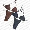 Solid Color Swimwear Sexy Halter Bikini Set Women Designer Bathing Suit Quick Dry Beachwear Woman Swimsuit