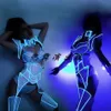 Podiumkleding Mode Nachtclub Bar Prestaties Kleding Fluorescerend feestlicht LED Jumpsuit Vrouwen GoGo Futuristische technologie DWY4557226G