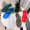 Designers clássicos Sandálias femininas Sandálias de geléia Sandálias de praia planas casuais Candy Colors Sapatos romanos transparentes ao ar livre