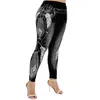 Capris kvinnor hög midja byxor jeans 3d tryckta leggings bantar leggings bär dam mode jean femme byxa