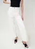 Jeans Feminino Flair Denim Lavado Azul Branco Cintura Alta Perna Larga Cropped Calças Soltas Calças Com Bolsos Moda Calças Femininas 230630