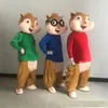 Usine de rabais 2018 Alvin et les personnages Chipmunk Costume de mascotte de dessin animé Anime Christmas300C