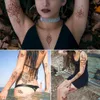 Temporary Tattoos 12 Sheets/Lot Waterproof Henna Tattoo Brown Henna Stickers for Hand Fake Tattoo Women Body Art Temporary Design Mehndi Stickers 230701