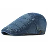 Spring Summer Solid Color Newsboy Caps Men Cotton Washed Denim Flat Peaked Cap Women Painter Beret Hats 31