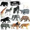 Action Toy Figures 12Pcs/Set Animal Dinosaur Action Figures Model Toys For Children Lion Tiger Whale Shark Cognize Educational Toys Collection Gift 220115 Z230701