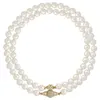 Designer smycken Armeletmagnet Clasp Saturn Pearl Necklace Dubbelskikt Choker Hög version Lärben Kedja High-End-tillbehör