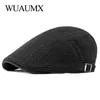 Wuaumx été bérets hommes femmes décontracté visière casquette plate en coton solide bec de canard chapeau peintre béret casquette en gros boina hombre