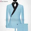 Erkek Takım Elbise Blazers Lüks Resmi Siyah Düğün Erkek Takım Elbise Seti Slim Fit Groomsmen Damat Smokin Beyaz Tasarımlar Parlak Şal Yaka Blazer Pantolon 2 Adet 230630