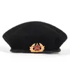 Nowe wysokiej jakości wełniane% rosyjskiej armii dla mężczyzn Kobiety National Emblem Beret Hat Adult Regulowane czapki czapki kali Garros