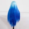 peluca de encaje de fibra azul