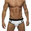 Roupa de banho masculina cor sólida com costura Big Bag calção de banho sexy cueca Europa América moda biquínis verão praia surfe esporte 230630