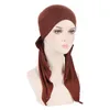 Nouveau femmes pré-attaché chapeau musulman intérieur Hijab foulard longue queue perte de cheveux bonnet chimio Bonnet Turban Bandanas bandeau Turbante Mujer