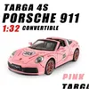 Diecast Model Cars 1 32 Porsche 911 917 Alloy Car Miniature Targa Convertible Supercar For Children Gift Metal Vehicle Kid Toys Boys Dhhg6