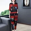 Capris Printing Half Sleeve Harem Pants Suit Women Casual Loose Big Size 5xl Two Piece Sets Ladies 2021 New Mom Korean Summer Outfit