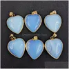 Charms Delicate Natural Stone Heart Red Quartz Turquoise Opal Pendant DIY för armband Halsbandörhängen Smycken Making Drop Deliver Dh06s