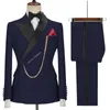 Męskie garnitury Blazers 2023 Najnowsze projekty luksusowy zestaw garnituru Slim Fit Groomsmen Groom Suknia ślubna Tuxedos Costume Homme Mariage 2pcsblazerpants 230630