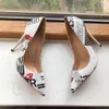 أحذية Tikicup Print Print Women White Pointy Toe High Heel Dress Shoes Sexy Sexy Slip on Designer Stiletto Pumps Big Size 43 44 45