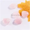 Stone 25mm Love Hearts Natural Crystal Craft Seven Color Turquoise Rose Quartz Naked Stones Hjärtprydnader Handhandtag Pieces Drop Dhcqi