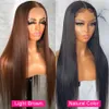 Synthetic Wigs 13x4 Chocolate Brown Straight Lace Front Wig 220% Hd Transparent Frontal Pre Plucked Colored Human Hair For Women 230630