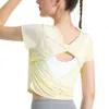 Cool Fiess Top Kadın Kısa Koşu Spor T-shirt Nefes Alabilir Geri Yoga Kıyafeti Slim Fit Kısa Kollu İnce Yaz