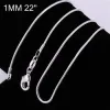 Big Promotions 100 pcs 925 Sterling Silver Smooth Snake Chain Necklace Lobster Clasps Chain Jewelry Size 1mm